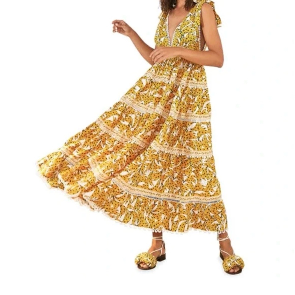 Farm Rio Spotted Banana Maxi Dress